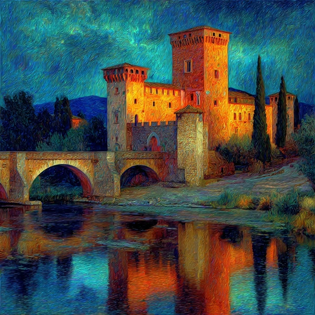 Castle Painting in Van Gogh Style