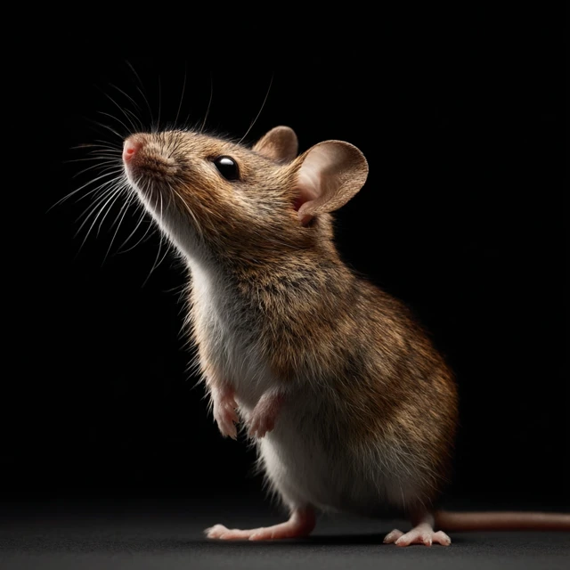 Mouse Standing On Hind Legs Black Background