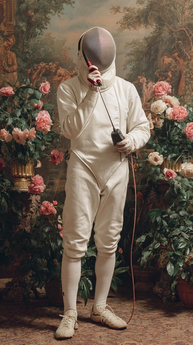 Fencer with Walkie Talkie Stunning Background
