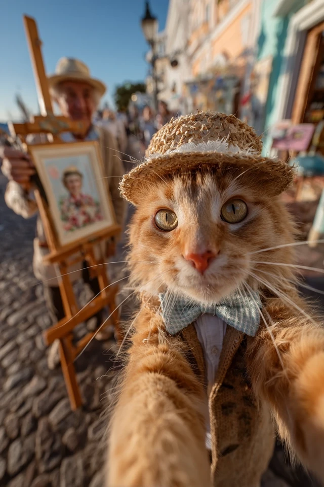 Ginger Cat Selfie in Seville Spain