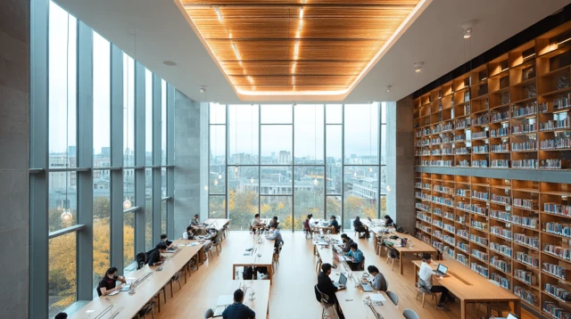 Modern Library Study Space Wide Angle Shot