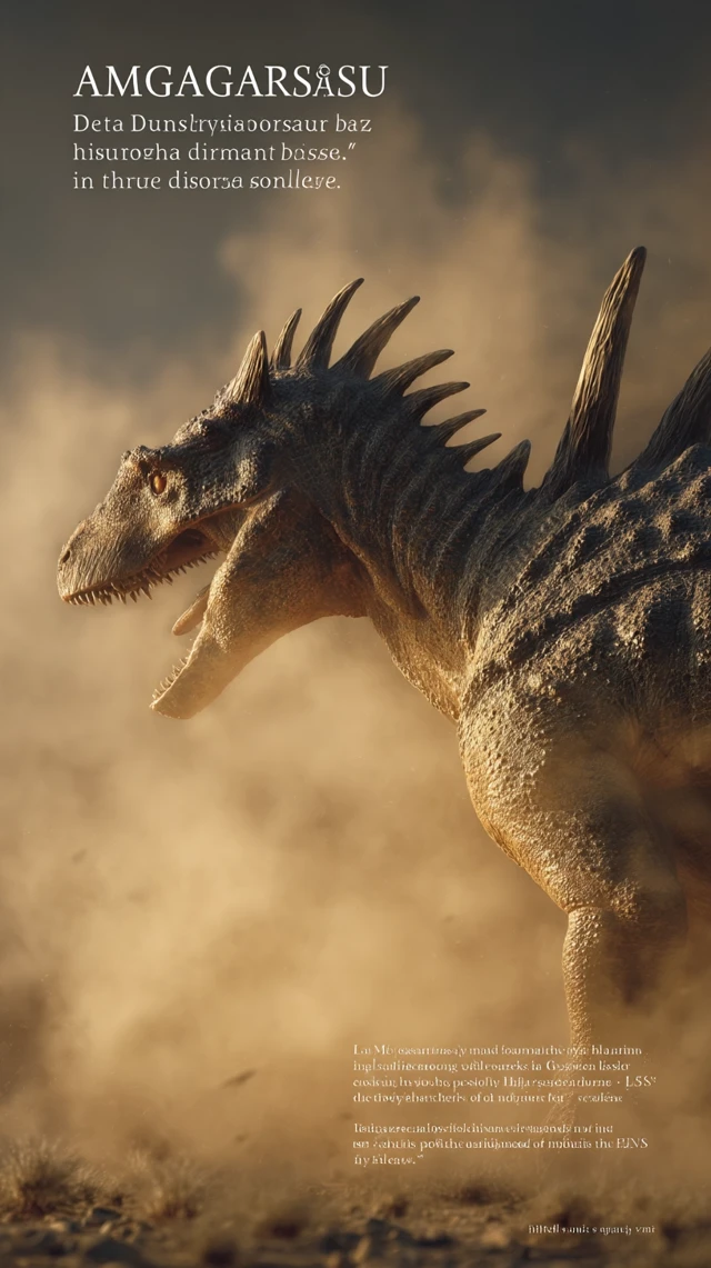 Amargasaurus Dinosaur Roaring in Desert Scene