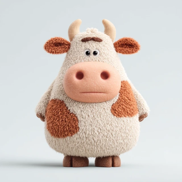Pixar Style Cartoon Cow Icon