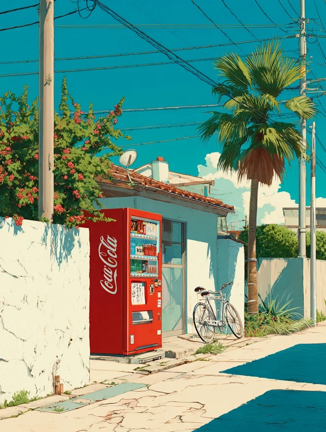 Japanese Summer Scene Coca Cola Vending Machine