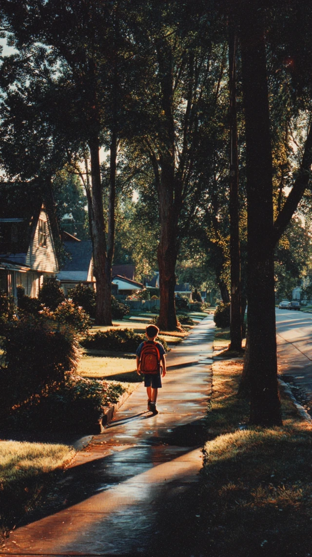 Child Walking Home 90s Nostalgia Suburbia