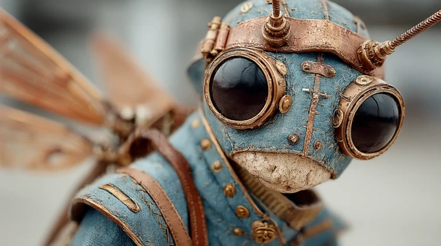 Cute Steampunk Alien with Dragonfly Wings