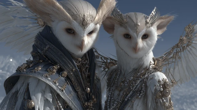 Owl Occultists in Luna Moth Shaman Masks