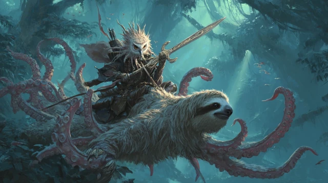 Owl Octopus Sloth Fantasy Battle Art