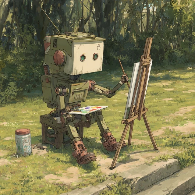 Manga Robot Painter Plein Air Artwork