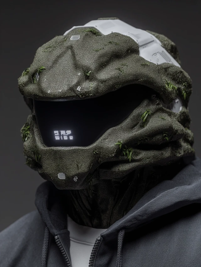 Futuristic Bio Helmet Alien Tech Fusion Portrait