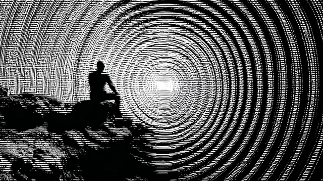 Solitary Figure Hypnotic Spiral Aesthetic