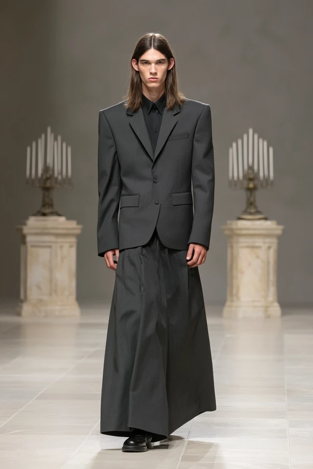 Avant Garde Male Model in Dior Dark Suit