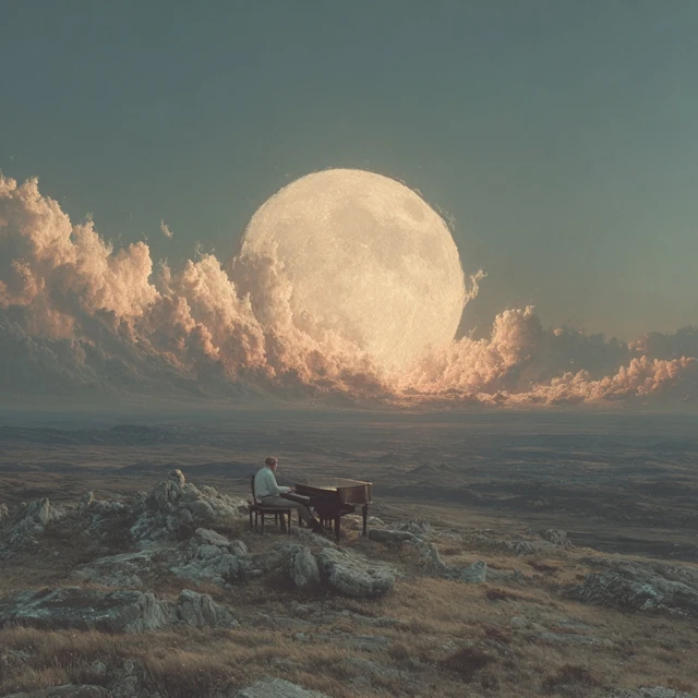 Man Contemplating the Moon Landscape Painting Ukraine