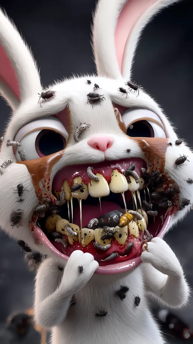 Scary Rabbit Bugs Disney Pixar Style Illustration