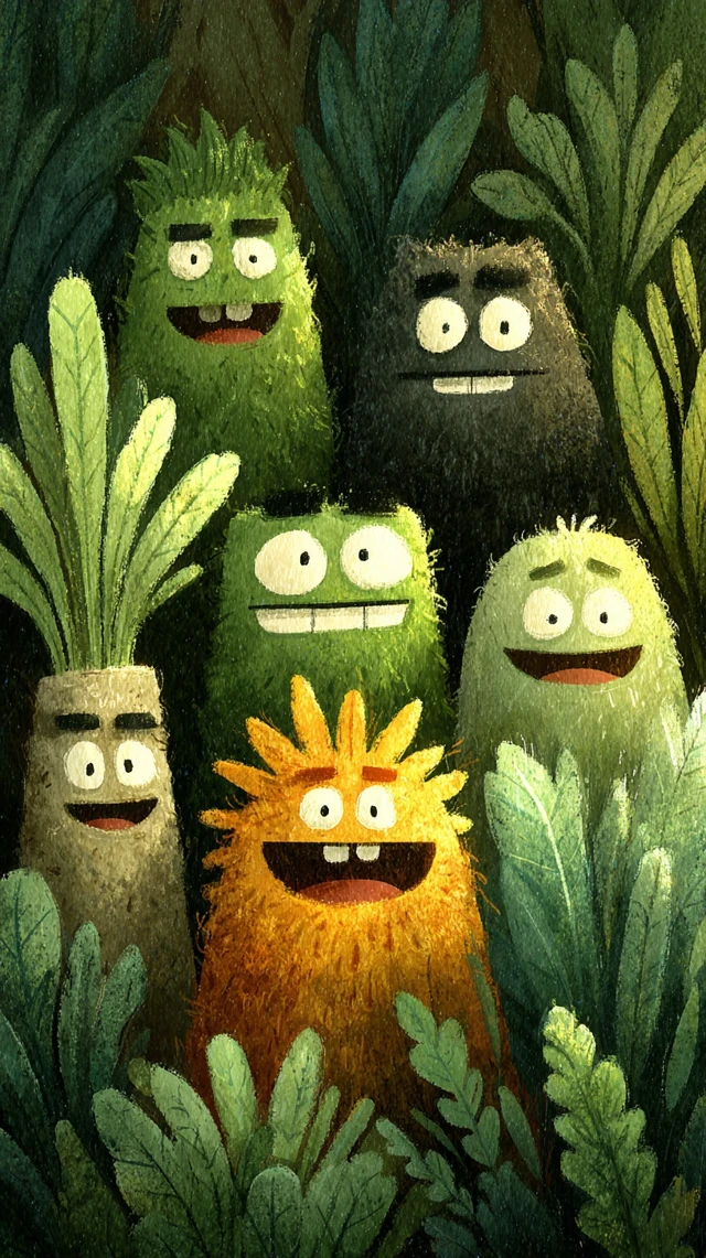 Whimsical Cartoon Plants Illustration
