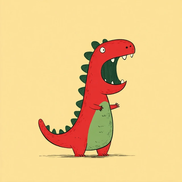 Cute Cartoon Dinosaur Illustration