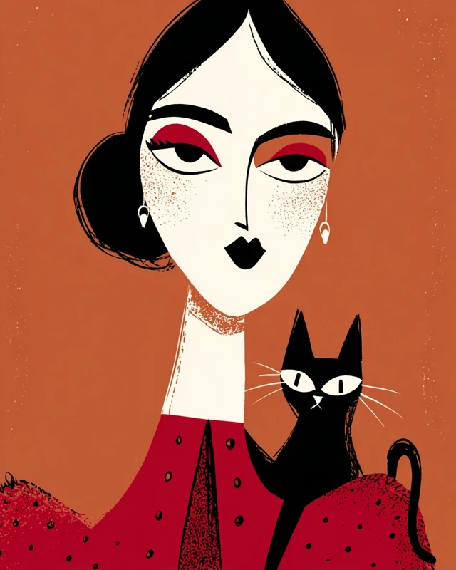 Matisse Portrait Woman and Cat Bold Colors
