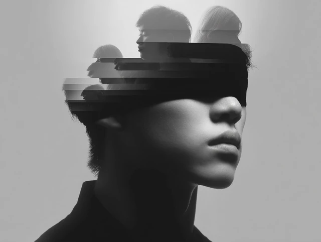 Blindfolded Asian Portrait Futuristic Aesthetic