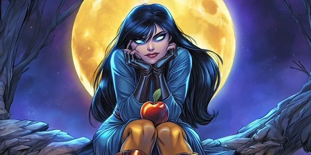 Enchanting Siren with Poison Apple Under Full Moon