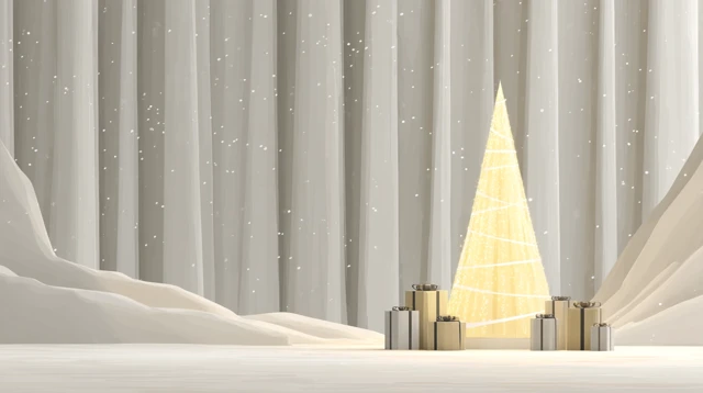 Elegant Christmas Background Golden Lights Gift Snow
