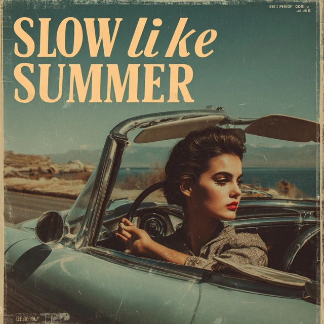 Slow Like Summer Woman Driving on Beach Road