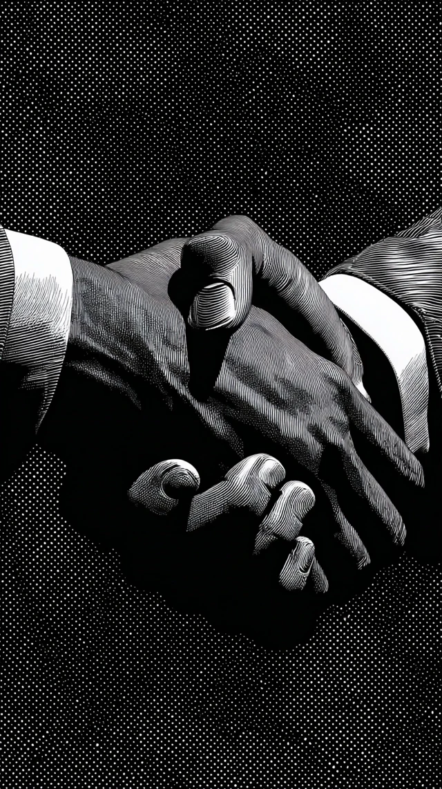 Handshake Pop Art Black and White