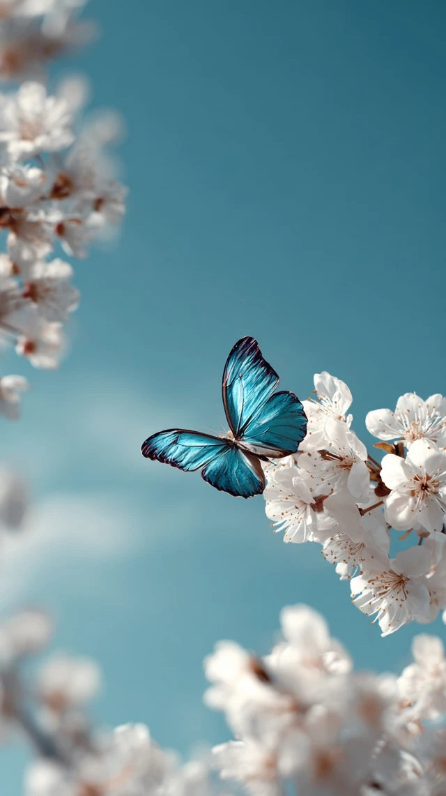 Butterfly in Spring Blossoms Serene Nature Scene