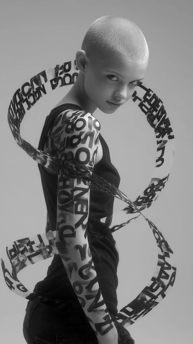 Portrait of a Woman with Typographic Art