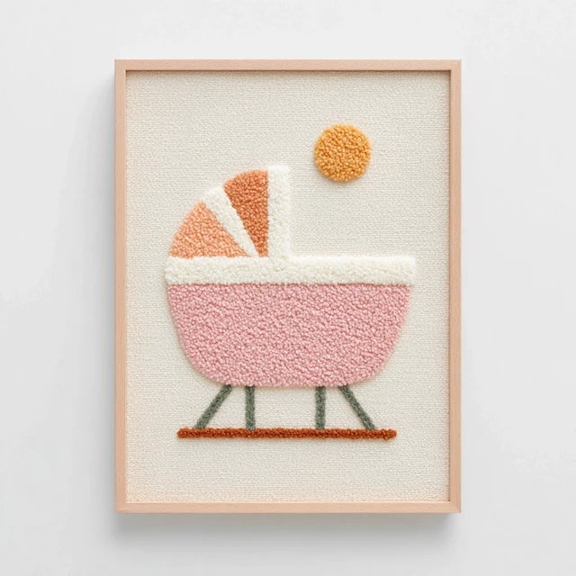 Handcrafted Baby Cradle Punch Needle Wall Hanging