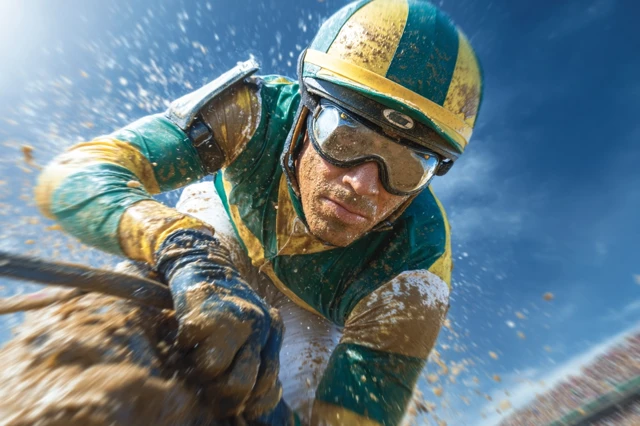 Horse Racing Action Jockey MidStride