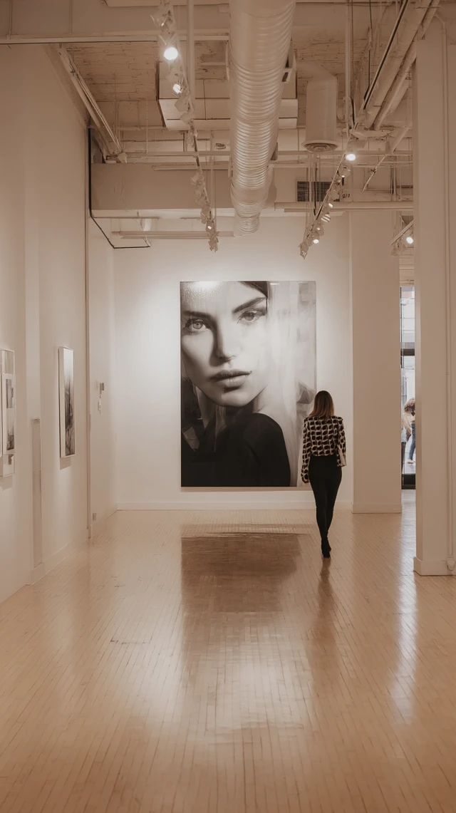 Modern Art Gallery with Portrait Painting