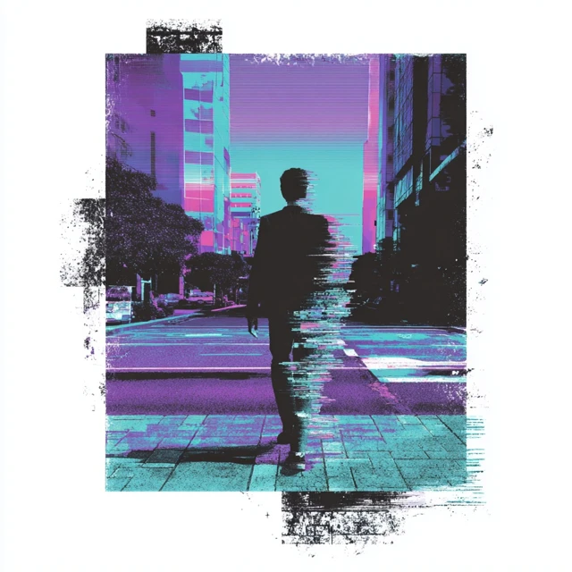 Cyberpunk Glitch Walking Across Street TShirt