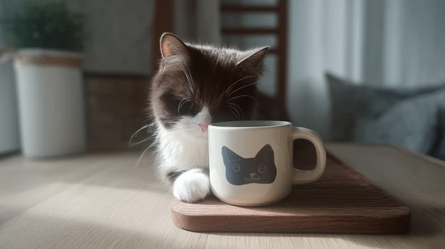Sleepy Cat with Tea Cozy Scandinavian Room