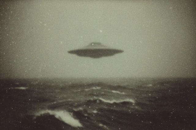 Flying Saucer Over Ocean Melancholic 1960s Film