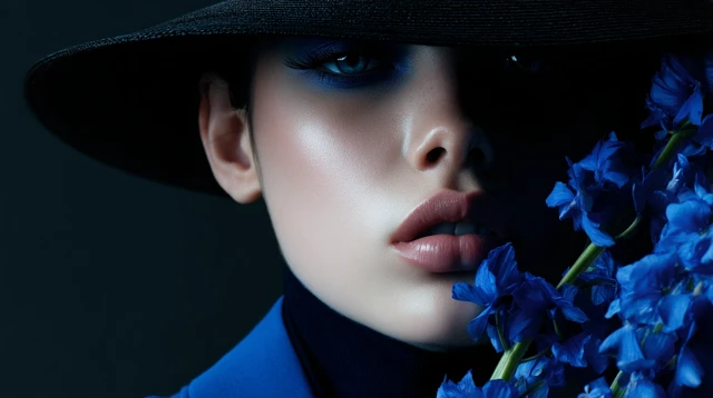 Flower Personification Female Model in Blue Suit