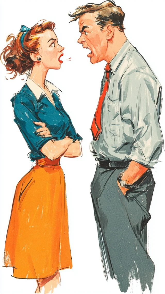 Cartoon Argument Woman vs Man