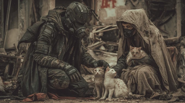 Apocalyptic Heroes Rescue Kittens Photo Realistic