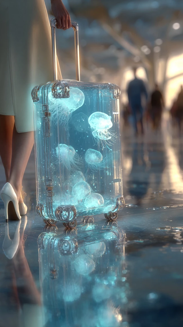 Jellyfish Suitcase Airport Elegance Dreamlike
