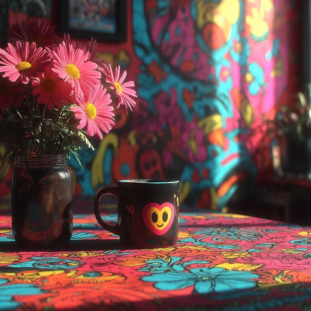 Coffee Cake Daisies Illustration