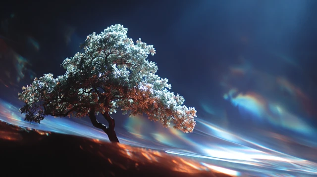 Oak Tree in Dark Prismatic Light