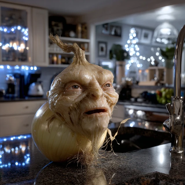 Realistic Onion with Human Face Surreal Art