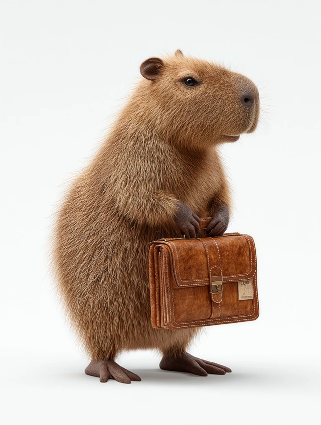 Cute Capybara with Briefcase 3D Render