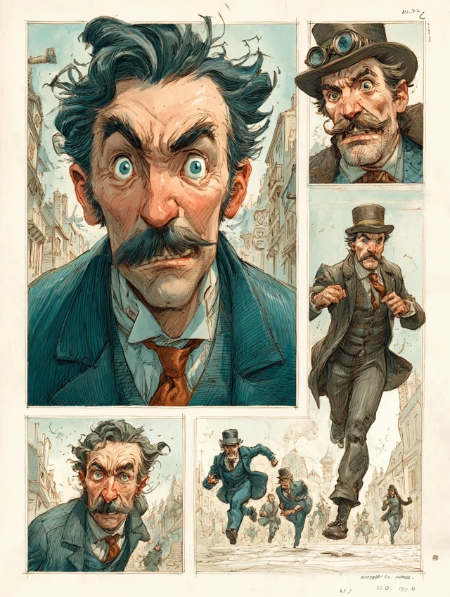 Steampunk Chase Comic Art