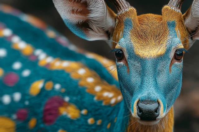 Deer with Pop Art Fur Colorful Spots