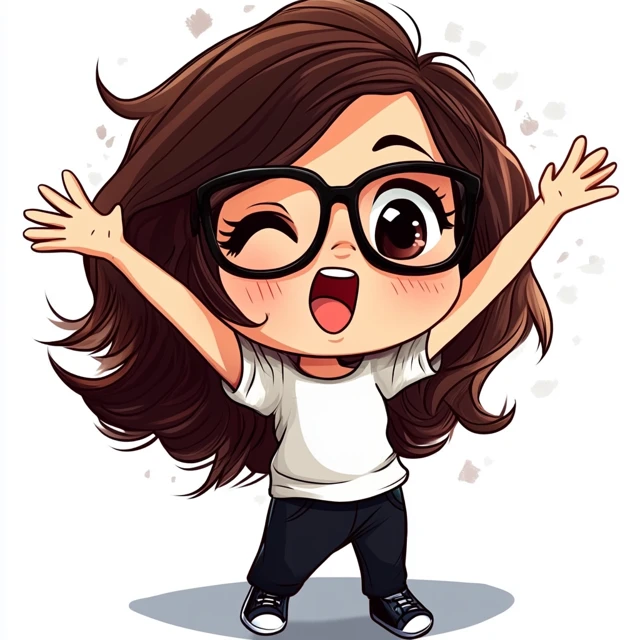Cute Anime Girl Brunette Hair Nerdy Glasses