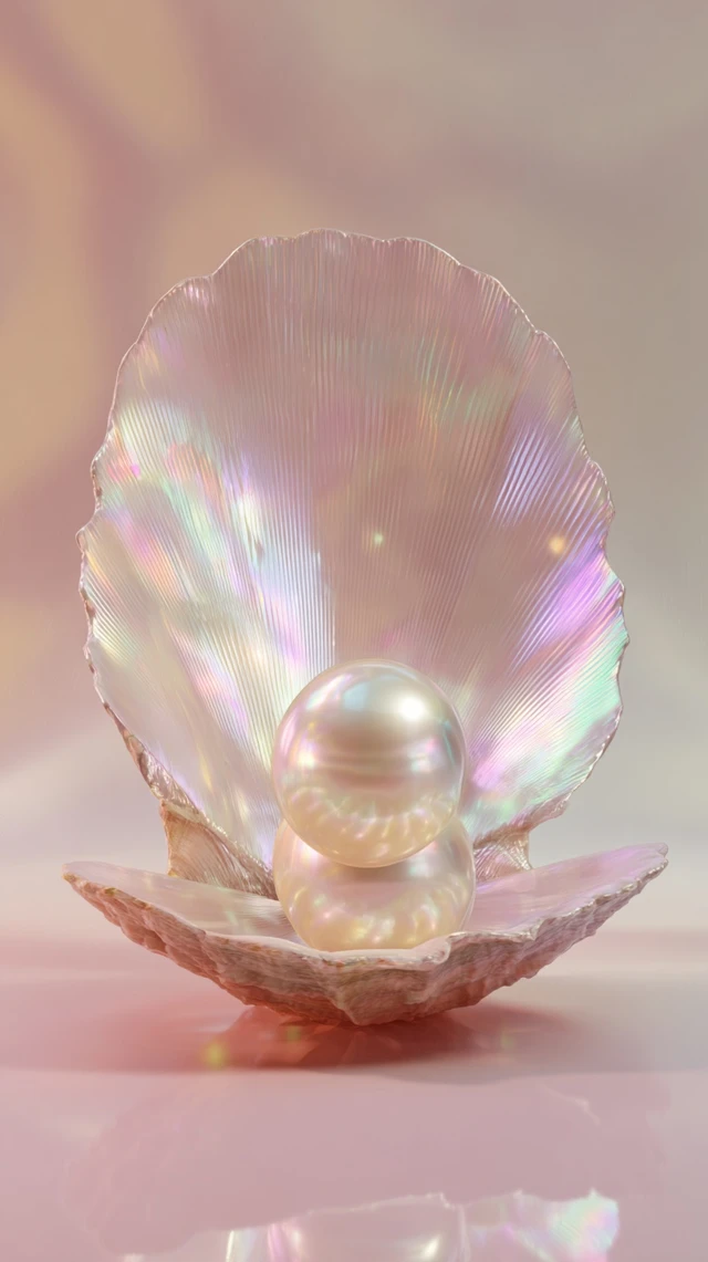 Luminous Pearl in Seashell 3D Render