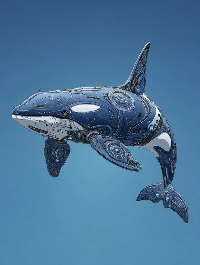 Futuristic Orca Whale Vector Illustration