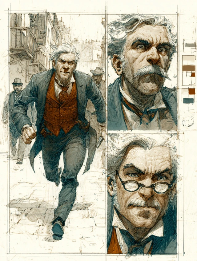 Steampunk Chase Comic Art