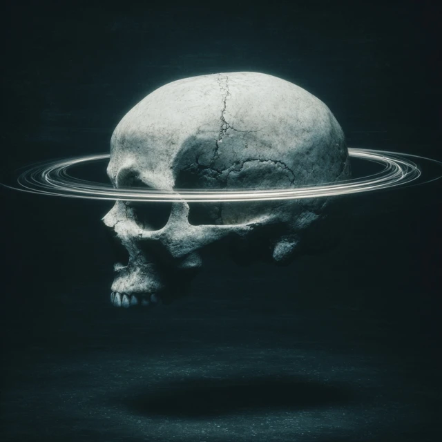 Cracked Skull Floating in Void Spiritual Energy