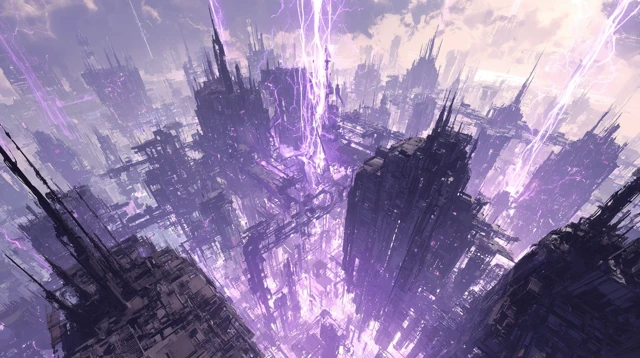 Megacity Ruins Biomechanical Hive Structure